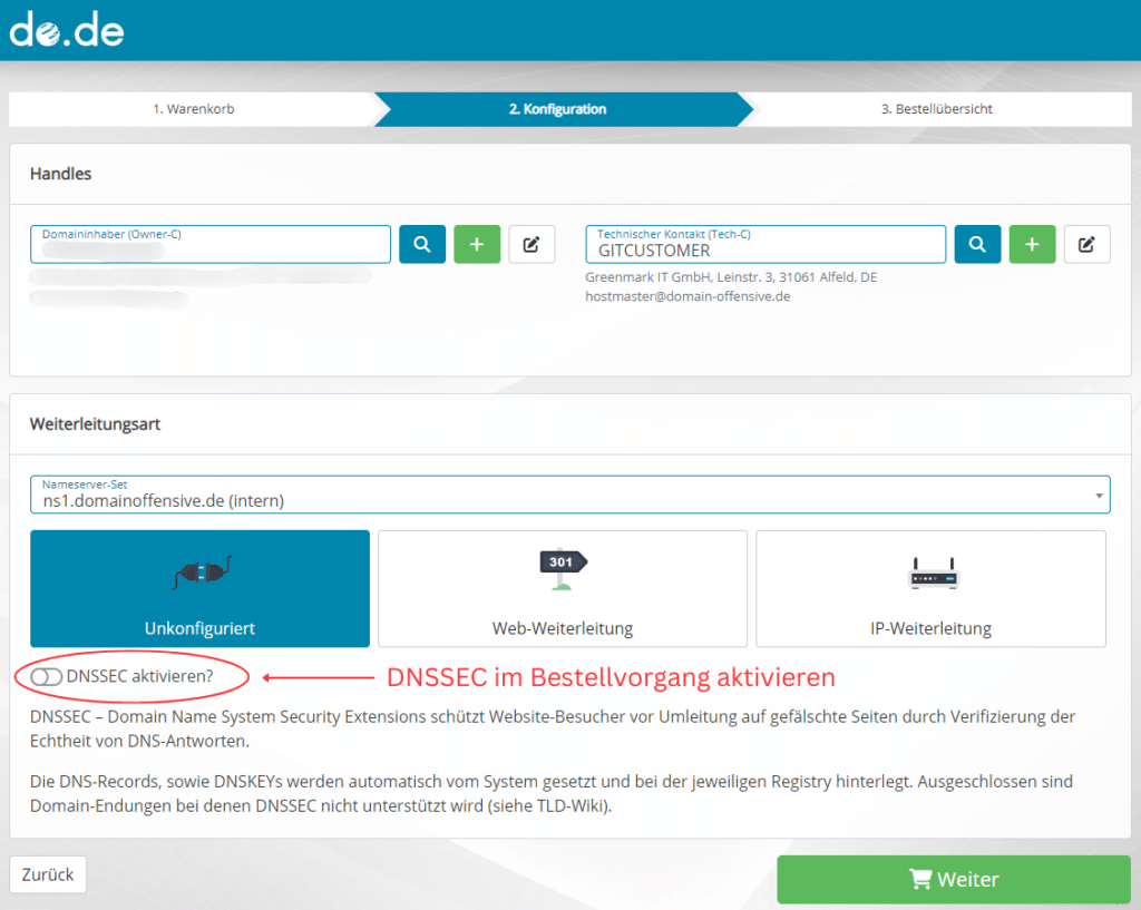 Domains inkl DNSSEC registrieren