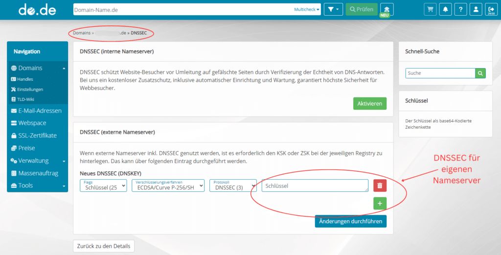 DNS Einrichtung eigener/externer Nameserver