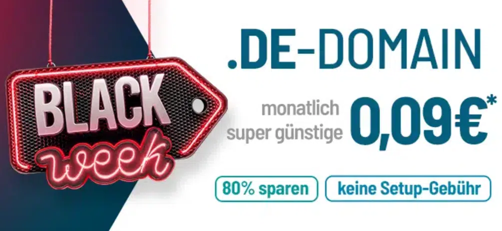 DE-Angebot BlackWeek - .de-Domain für nur 9 Cent pro Monat