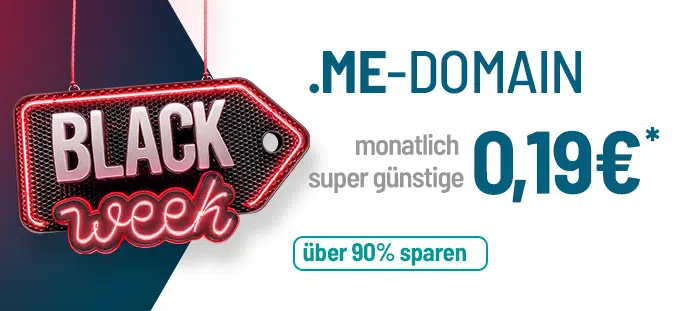 DE-Angebot BlackWeek - .me-Domain für nur 19 Cent pro Monat