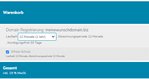 Whois-Protection während Domain-Bestellung aktivieren