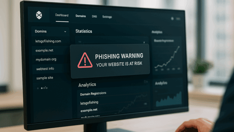 Desktop mit Phishing-Warnung