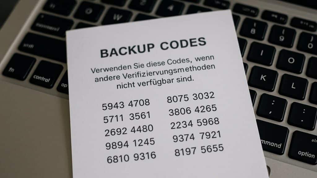 Ausdruck einer Backup-Liste zur Wiederherstellung von Authentifizierungs-Accounts
