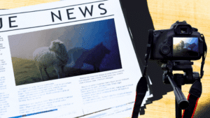 Zeitungsausschnitt mit manipuliertem Foto