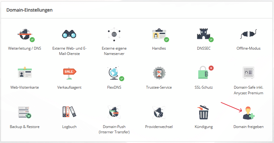 Übersicht Domain-Einstellungen my.do.de