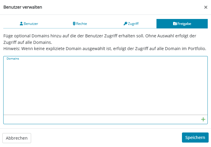 Domainauswahl für Domainfreigabe an do.de-Benutzer