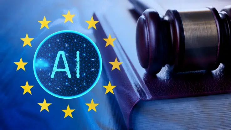 AI-Symbol mit EU-Sternen